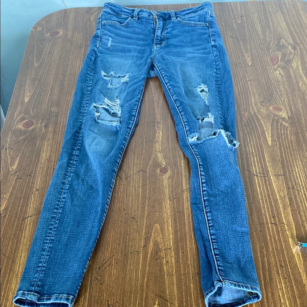 Distressed Blue Jeans